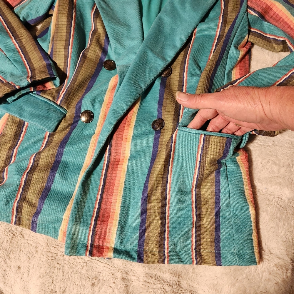 Crazy Train Womens Sz S Jacket Blazer Western Striped Pockets Buttons - Picture 4 of 10